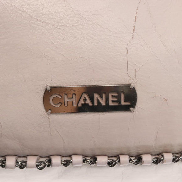 CHANEL Shoulder Bag Leather Pink Silver CC Auth 150457