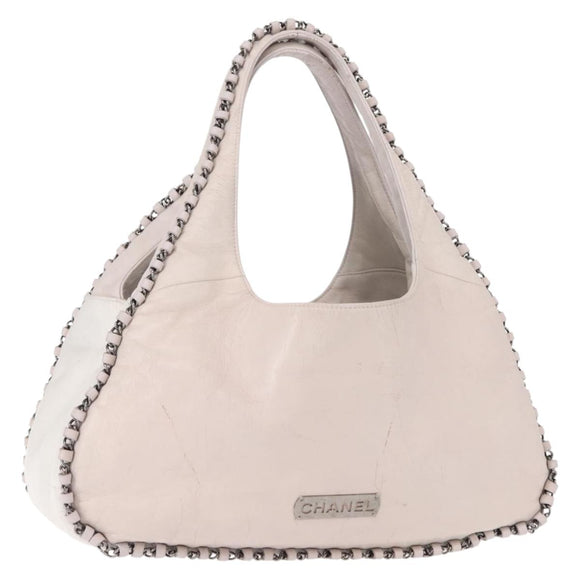 CHANEL Shoulder Bag Leather Pink Silver CC Auth 150457