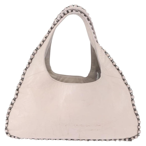 CHANEL Shoulder Bag Leather Pink Silver CC Auth 150457