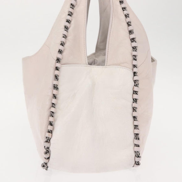 CHANEL Shoulder Bag Leather Pink Silver CC Auth 150457