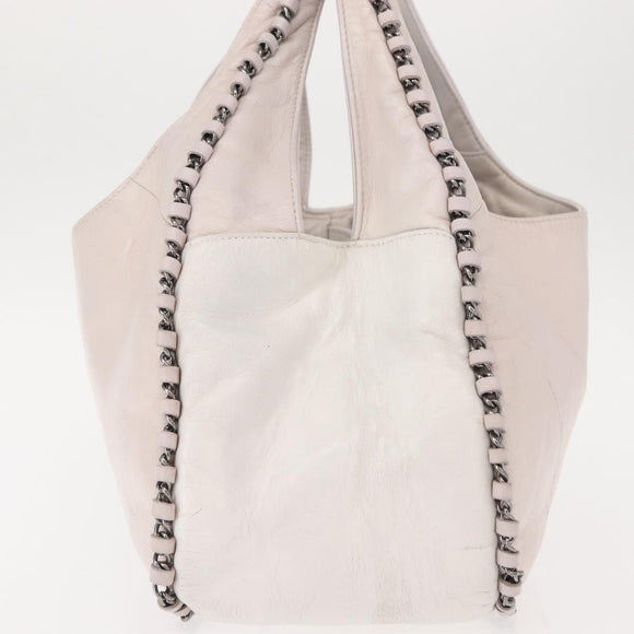 CHANEL Shoulder Bag Leather Pink Silver CC Auth 150457