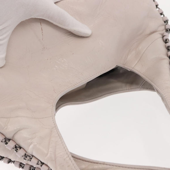 CHANEL Shoulder Bag Leather Pink Silver CC Auth 150457