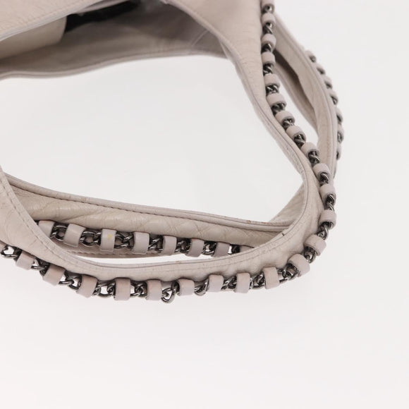 CHANEL Shoulder Bag Leather Pink Silver CC Auth 150457