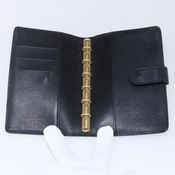 LOUIS VUITTON Epi Agenda PM Day Planner Cover Black R20052 LV Auth 150463
