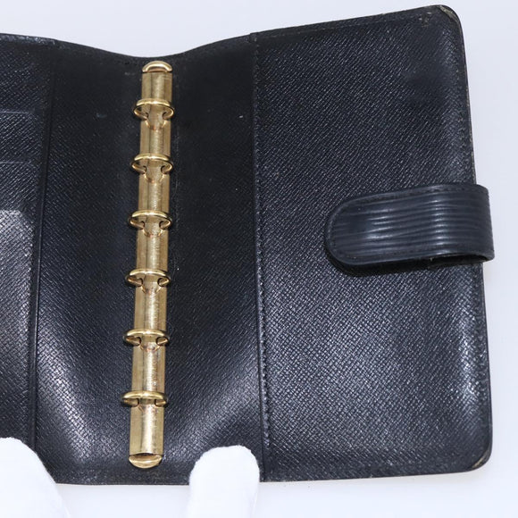 LOUIS VUITTON Epi Agenda PM Day Planner Cover Black R20052 LV Auth 150463