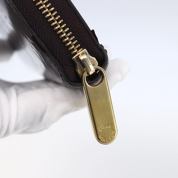 LOUIS VUITTON Vernis Rayure Zippy Wallet Long Wallet Amarante M91717 Auth 150468