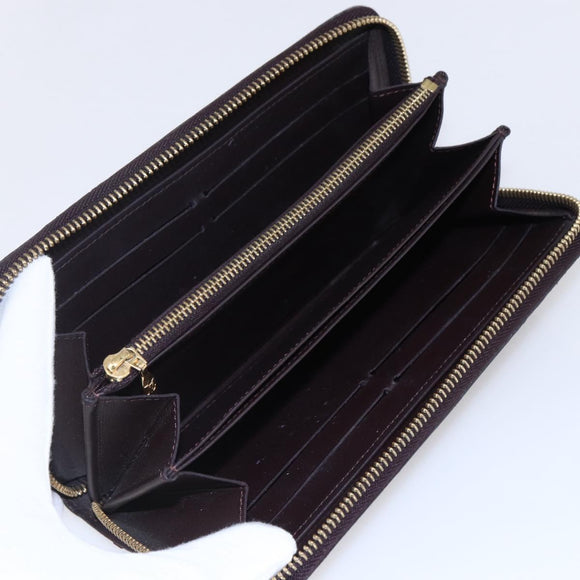 LOUIS VUITTON Vernis Rayure Zippy Wallet Long Wallet Amarante M91717 Auth 150468