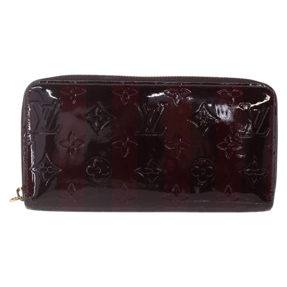 LOUIS VUITTON Vernis Rayure Zippy Wallet Long Wallet Amarante M91717 Auth 150468