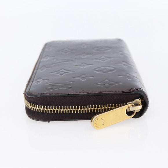 LOUIS VUITTON Vernis Rayure Zippy Wallet Long Wallet Amarante M91717 Auth 150468
