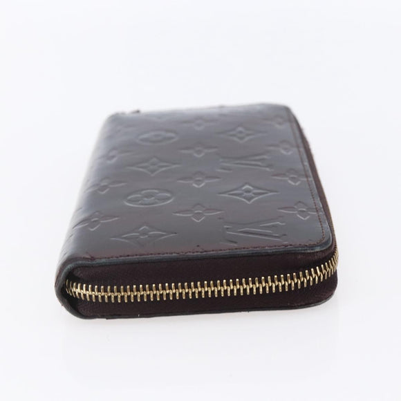 LOUIS VUITTON Vernis Rayure Zippy Wallet Long Wallet Amarante M91717 Auth 150468