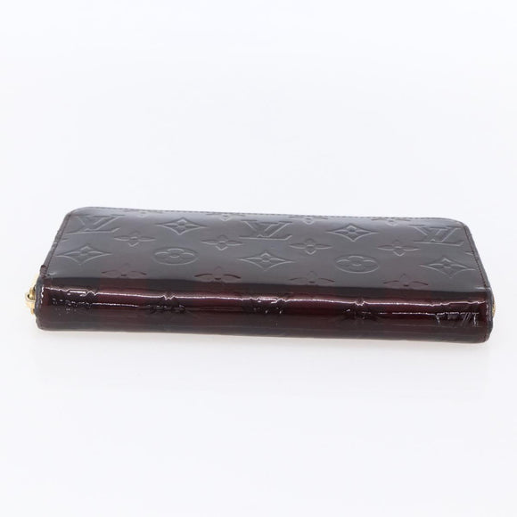 LOUIS VUITTON Vernis Rayure Zippy Wallet Long Wallet Amarante M91717 Auth 150468