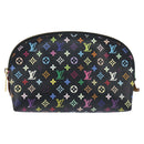 LOUIS VUITTON Multicolor Pochette Cosmetic Pouch Black M47355 LV Auth 150469V-13
