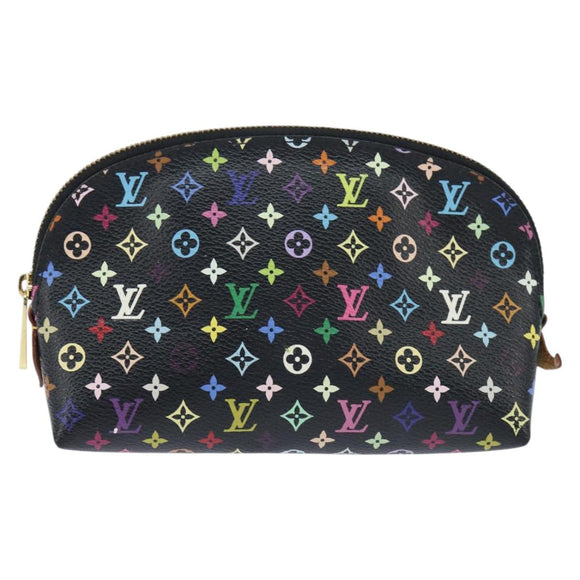 LOUIS VUITTON Multicolor Pochette Cosmetic Pouch Black M47355 LV Auth 150469V