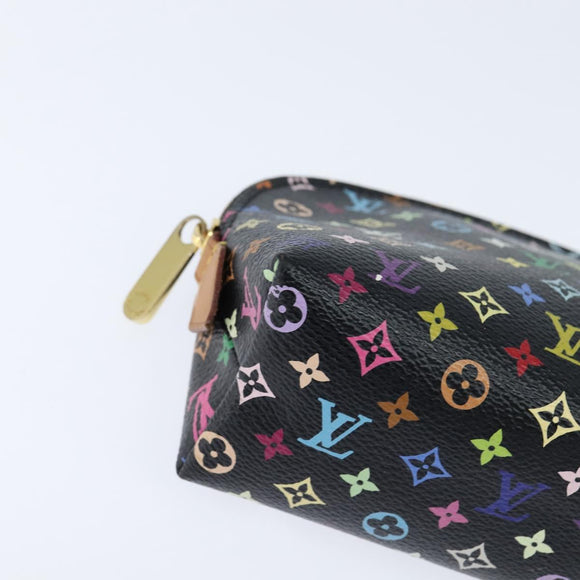 LOUIS VUITTON Multicolor Pochette Cosmetic Pouch Black M47355 LV Auth 150469V