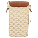 CELINE Triomphe Macadam Canvas Phone Pouch PVC Beige Auth 150473-3