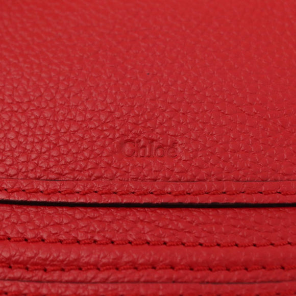 Chloe Hand Bag Straw Leather Beige Red Auth 150475