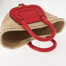 Chloe Hand Bag Straw Leather Beige Red Auth 150475-6