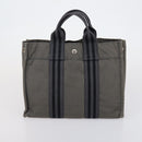 HERMES Fourre Tout Hand Bag Canvas 2 Set Gray Auth 150478-10