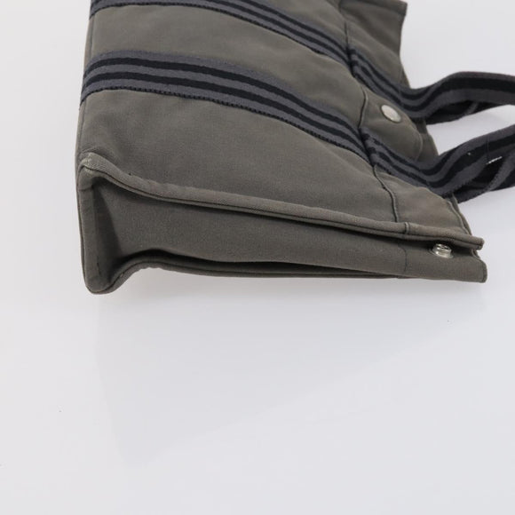 HERMES Fourre Tout Hand Bag Canvas 2 Set Gray Auth 150478