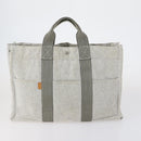 HERMES Fourre Tout Hand Bag Canvas 2 Set Gray Auth 150478-2