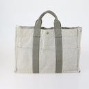 HERMES Fourre Tout Hand Bag Canvas 2 Set Gray Auth 150478-3