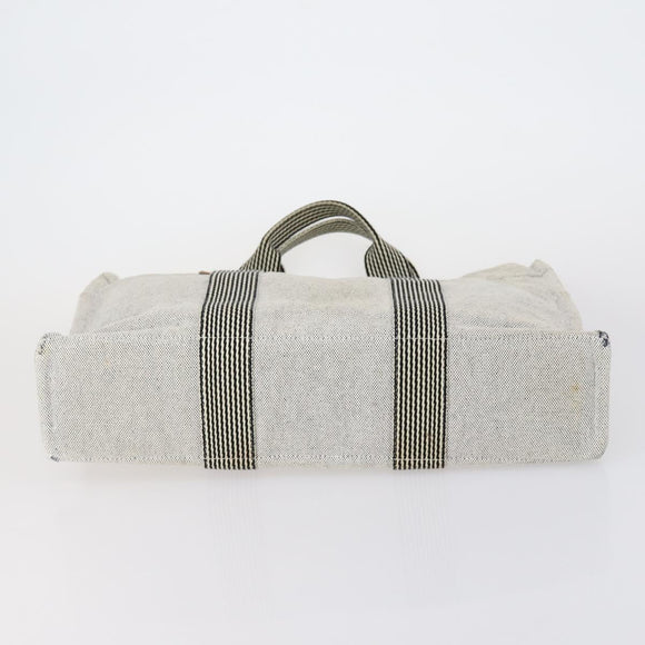 HERMES Fourre Tout Hand Bag Canvas 2 Set Gray Auth 150478