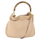 GUCCI Bamboo Hand Bag Leather 2way Beige Gold 001 1014 1638 Auth 150479-1