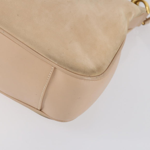 GUCCI Bamboo Hand Bag Leather 2way Beige Gold 001 1014 1638 Auth 150479