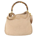 GUCCI Bamboo Hand Bag Leather 2way Beige Gold 001 1014 1638 Auth 150479-13