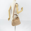 GUCCI Bamboo Hand Bag Leather 2way Beige Gold 001 1014 1638 Auth 150479-23