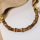 GUCCI Bamboo Hand Bag Leather 2way Beige Gold 001 1014 1638 Auth 150479-9
