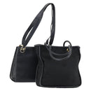 Salvatore Ferragamo Celine Hand Bag Nylon Leather 2 Set Black Auth 150480-1