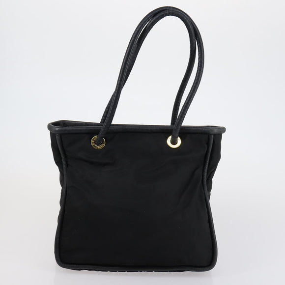 Salvatore Ferragamo Celine Hand Bag Nylon Leather 2 Set Black Auth 150480