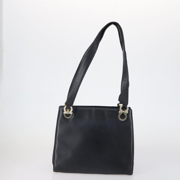 Salvatore Ferragamo Celine Hand Bag Nylon Leather 2 Set Black Auth 150480