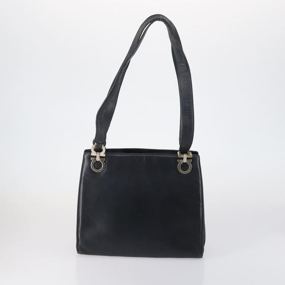 Salvatore Ferragamo Celine Hand Bag Nylon Leather 2 Set Black Auth 150480
