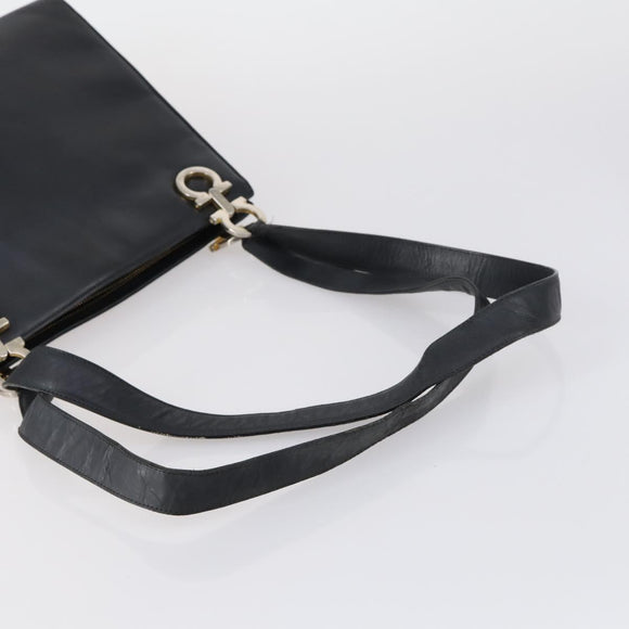 Salvatore Ferragamo Celine Hand Bag Nylon Leather 2 Set Black Auth 150480