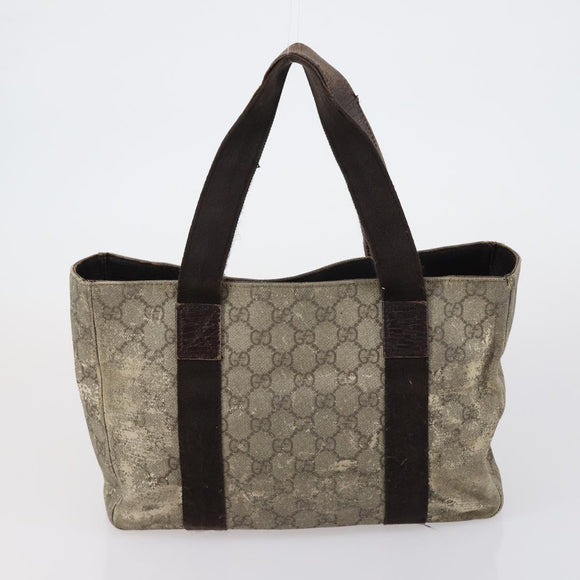 GUCCI GG Canvas Shoulder Bag Leather 3 Set Beige Black Auth 150481