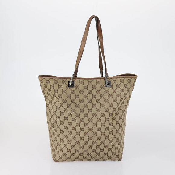 GUCCI GG Canvas Shoulder Bag Leather 3 Set Beige Black Auth 150481