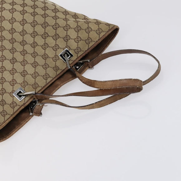 GUCCI GG Canvas Shoulder Bag Leather 3 Set Beige Black Auth 150481