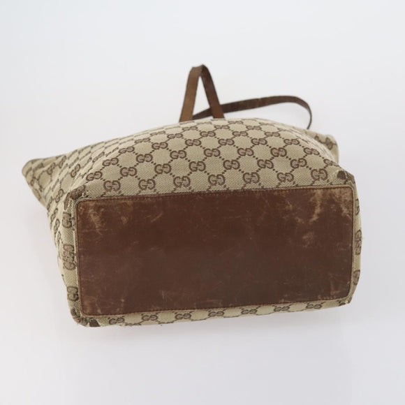 GUCCI GG Canvas Shoulder Bag Leather 3 Set Beige Black Auth 150481