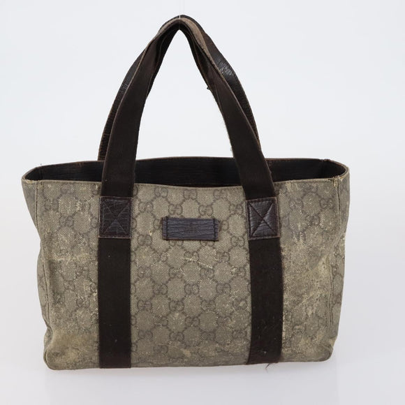 GUCCI GG Canvas Shoulder Bag Leather 3 Set Beige Black Auth 150481