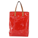 LOUIS VUITTON Monogram Vernis Reade MM Hand Bag Red Rouge M91086 LV Auth 150501-13