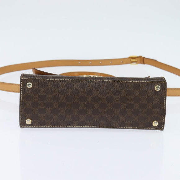 CELINE Macadam Canvas Hand Bag PVC Leather 2way Brown Gold Auth 150512