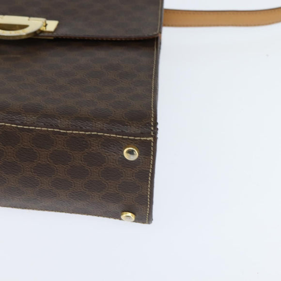 CELINE Macadam Canvas Hand Bag PVC Leather 2way Brown Gold Auth 150512