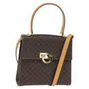 CELINE Macadam Canvas Hand Bag PVC Leather 2way Brown Gold Auth 150512-1