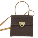 CELINE Macadam Canvas Hand Bag PVC Leather 2way Brown Gold Auth 150512-13