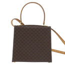 CELINE Macadam Canvas Hand Bag PVC Leather 2way Brown Gold Auth 150512-2