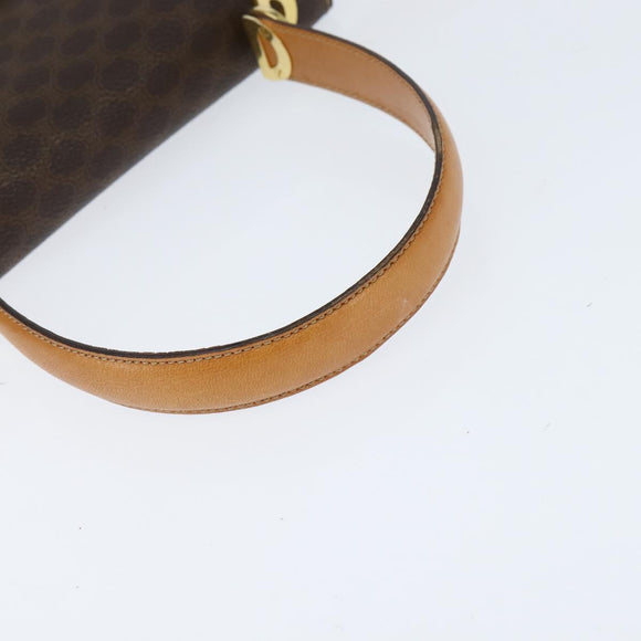 CELINE Macadam Canvas Hand Bag PVC Leather 2way Brown Gold Auth 150512