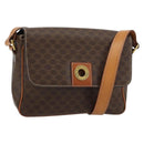 CELINE Macadam Canvas Circle Shoulder Bag PVC Leather Brown Gold Auth 150513-1