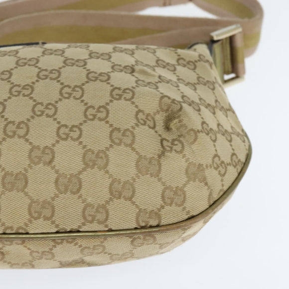 GUCCI GG Canvas Sherry Line Shoulder Bag Beige Gold 181092 Auth 150514